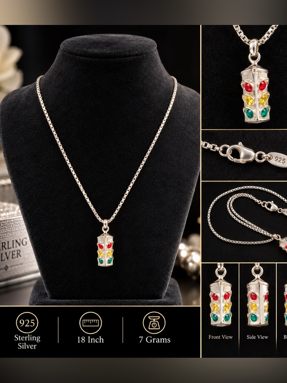 .925 sterling silver necklace and pendant